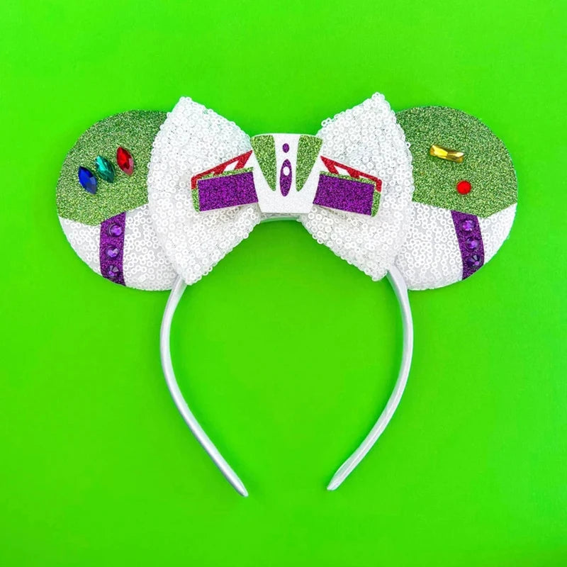 Tiaras Acessórios Disney orelha de rato com laço brilhante, Lantejoula de dupla celebração