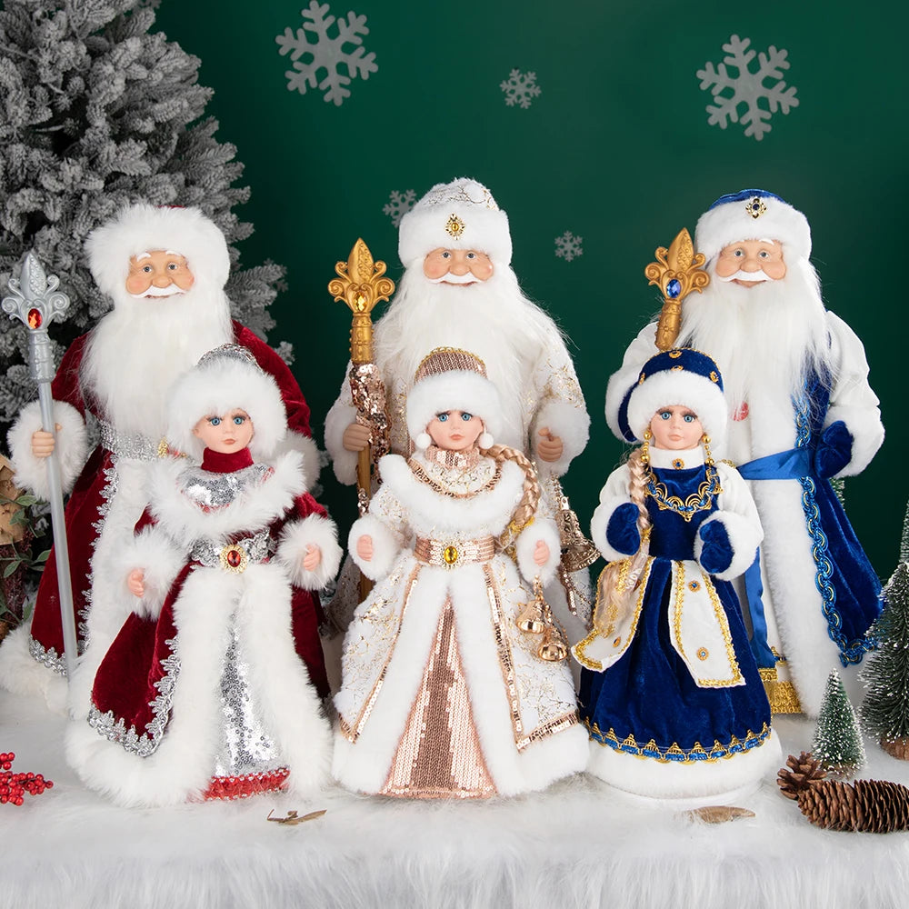 Papai Noel Grande Muñeco Cajado Azul Claro Figura do Papai Noel Ded Moroz Natalino