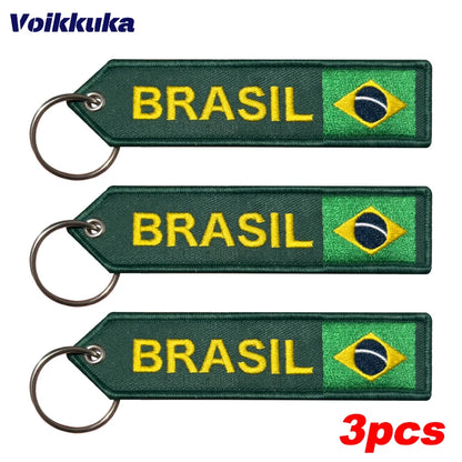 Chaveiro Copa do Mundo Anel Chaveiro Bandeira Nacional Brasileira Azul e Amarelo Misto