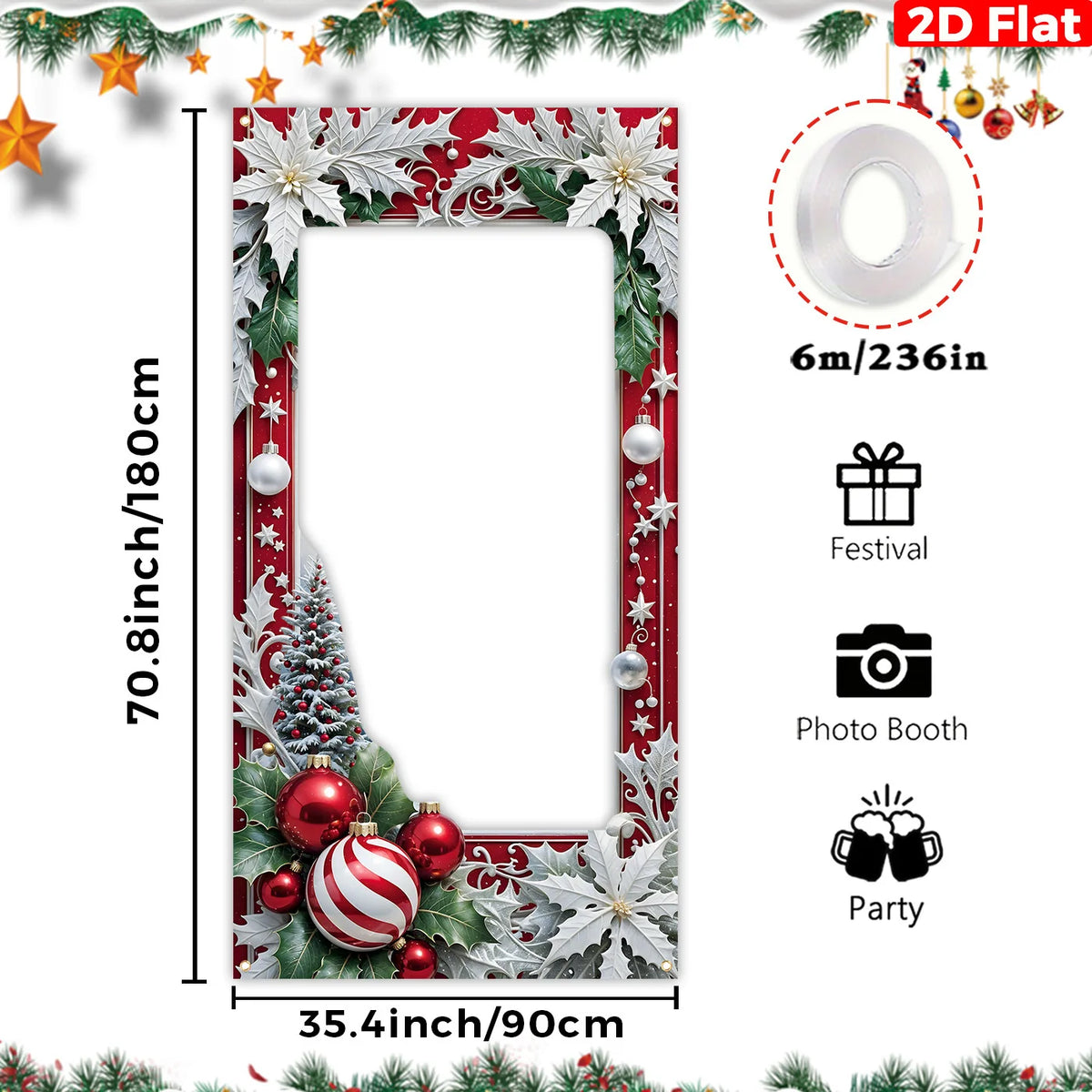 Moldura de Selfie Plana 2D com Tema Natalino 180 cm*altura:90cm Placa Moldura para Foto Personalizada