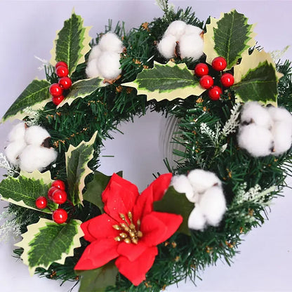 Guirlanda de flores de algodão seco, guirlanda de Natal, pingente de porta, decoração