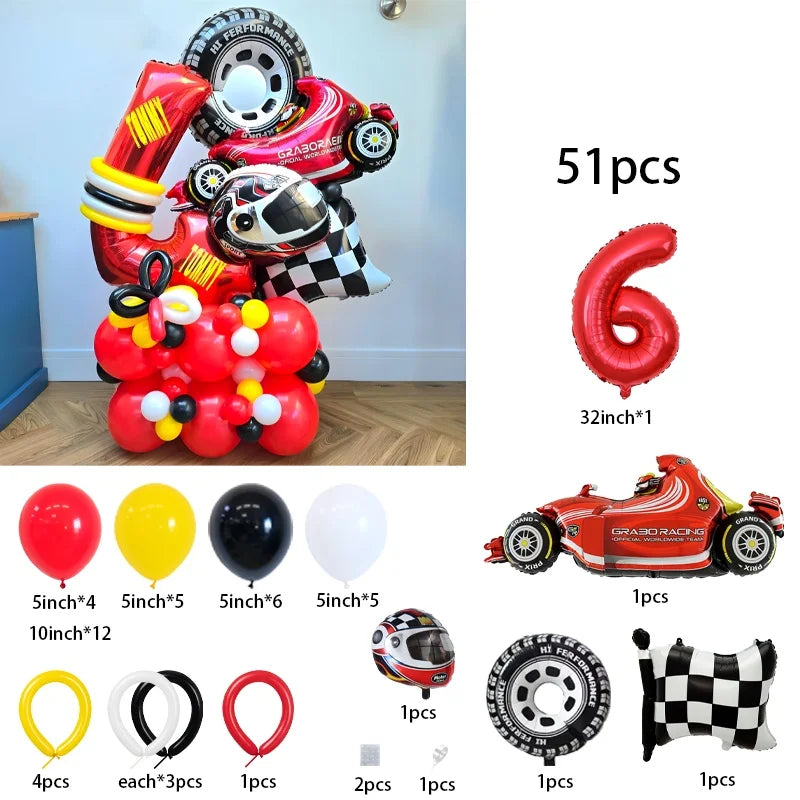 Kit Festa Hot Wheels Conjunto de 51 peças para decoração de festa com tema de corrida