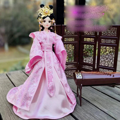 Boneca chinesa para menina, de boneca da Ásia com sapatos de suporte, cocar, boneca
