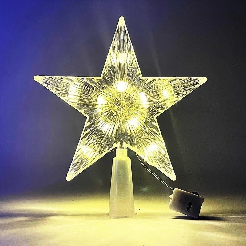 Estrela Ponteira para Árvore de Natal Colorida LED, 15 cm, Pisca-Pisca