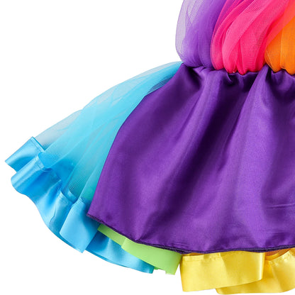 Saia de dança Carnaval tutu com laço e saia para meninas, roupa de arco-íris