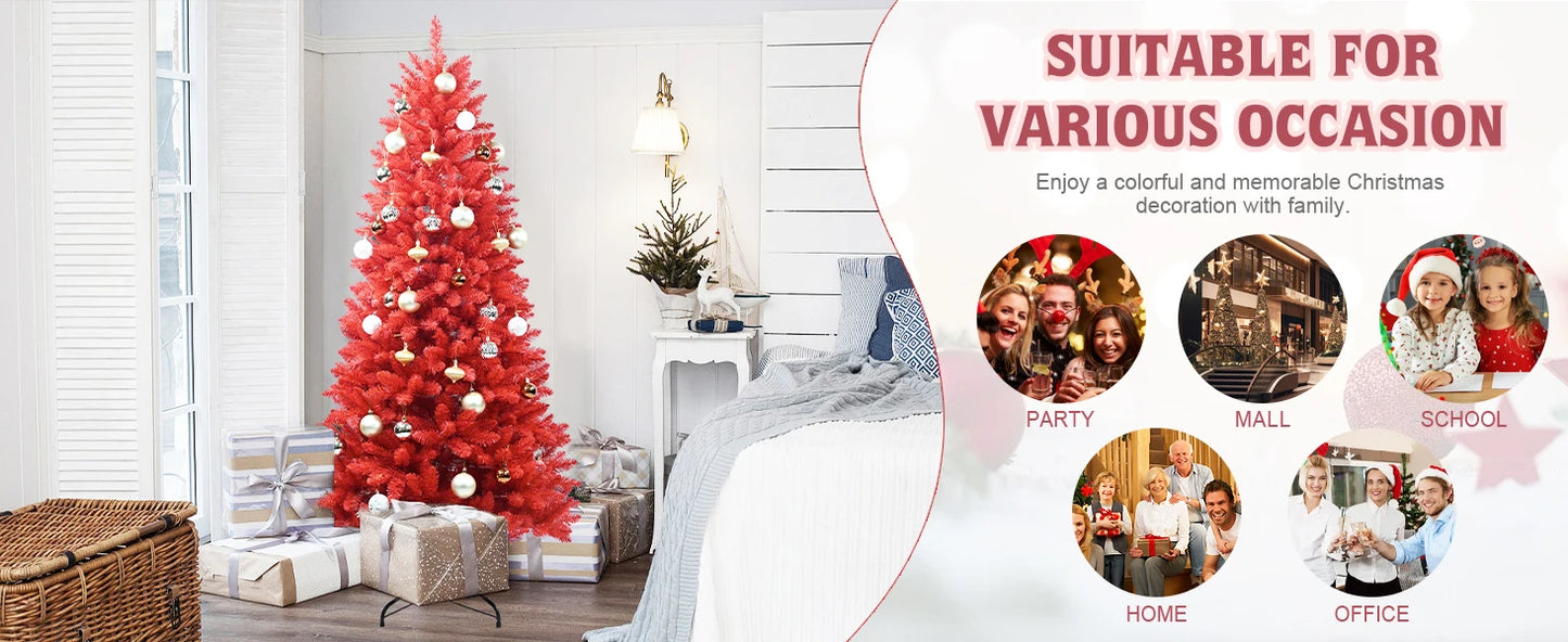 Árvore de Natal vermelha artificial, árvore de Natal Vermelho verdade, árvore fina artificial