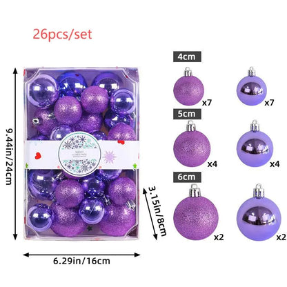Bola de Natal Verde conjunto de 26 bolas de plástico para árvore de Natal