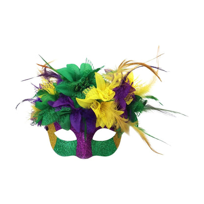 Bandanas de carnaval, roxo, amarelo, verde, penas falsas, para carnaval e máscara