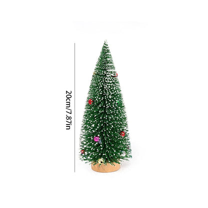 Árvores de Natal em Miniatura de Mesa - Pinheiro Artificial com Base de Madeira, Enfeite