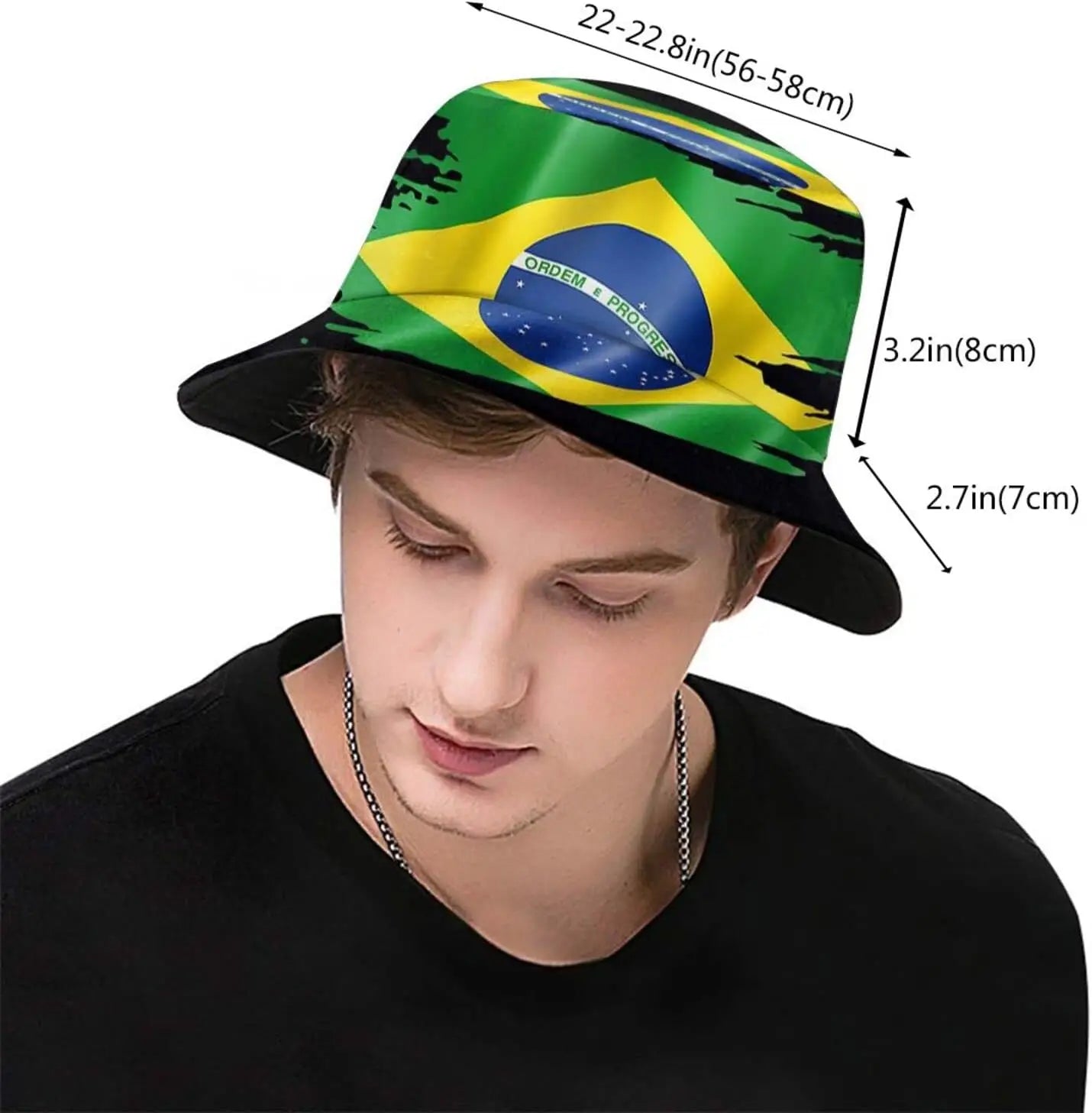 Chapéu Bucket Unissex com Estampa da Bandeira do Brasil, Estilo Pescador, Ideal Verão