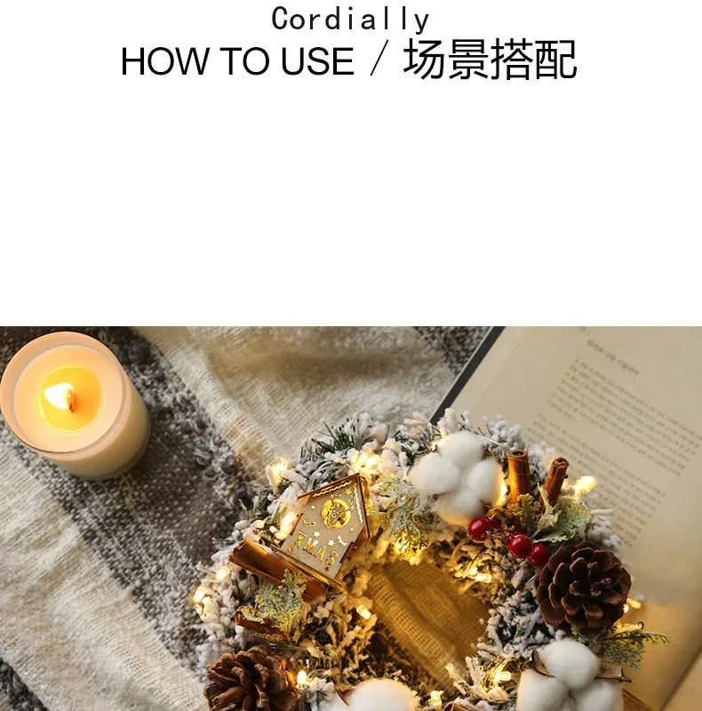 Guirlanda de outono de 50CM, elegante guirlanda de Natal champanhe dourado vermelho