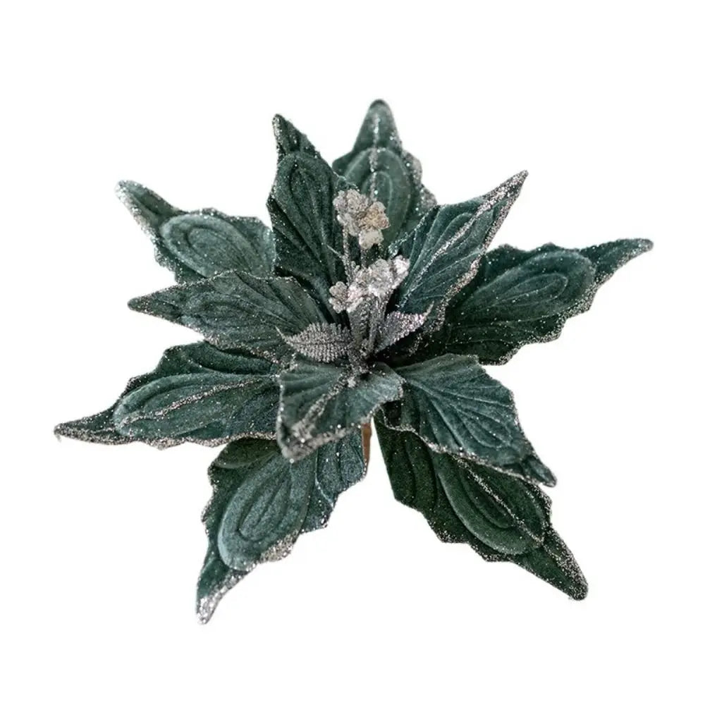 Flores com glitter de Natal 28 cm enfeites de guirlanda de árvore Natal poinsétia flor artificial
