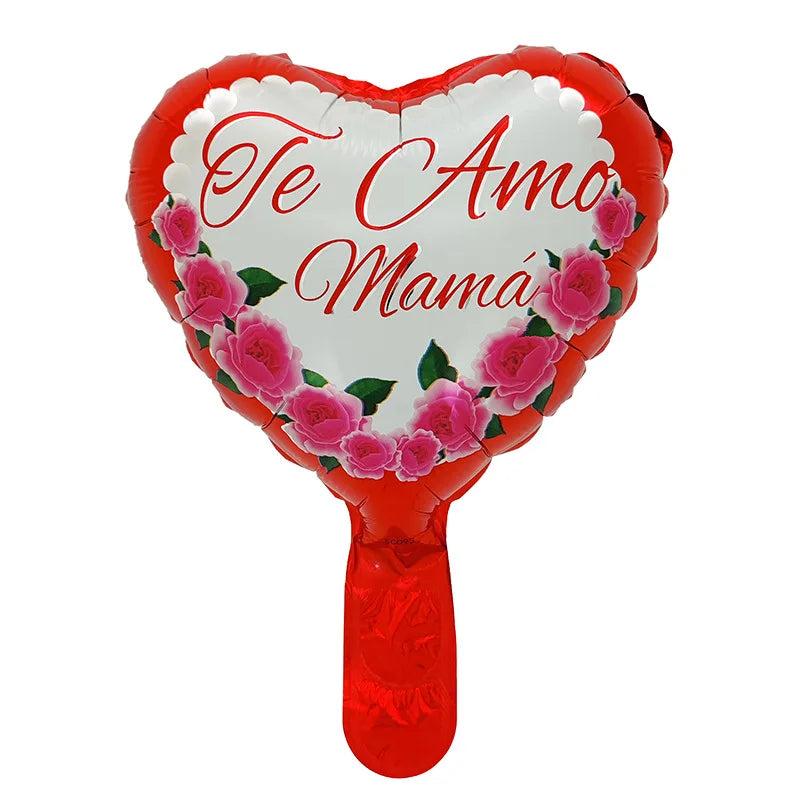 100 balões de alumínio de 45,72 cm em espanhol Feliz Dia Ma Ma, Balão de coração