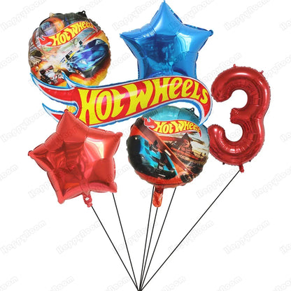 Balão Redondo Hot Wheels Decoração de aniversário com tema carro, 6 balões metalizados