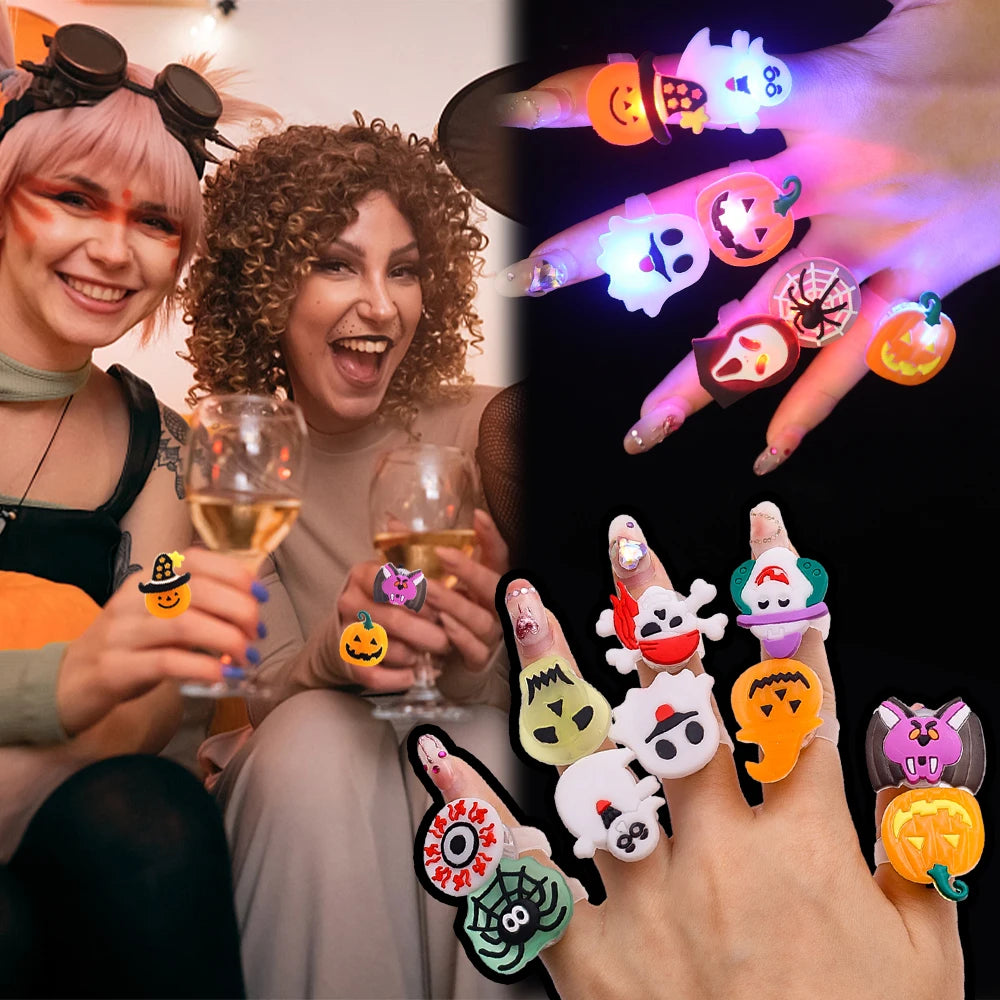 Anéis Halloween Luminosos 10 Peças De Anéis De Halloween Luminosos Led Creative