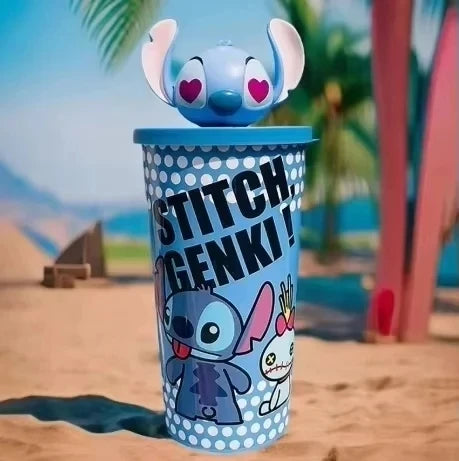 Kit Lilo & Stitch copo colecionável temático Stitch Oficial (Lilo & Stitch) – copo isolado canudo