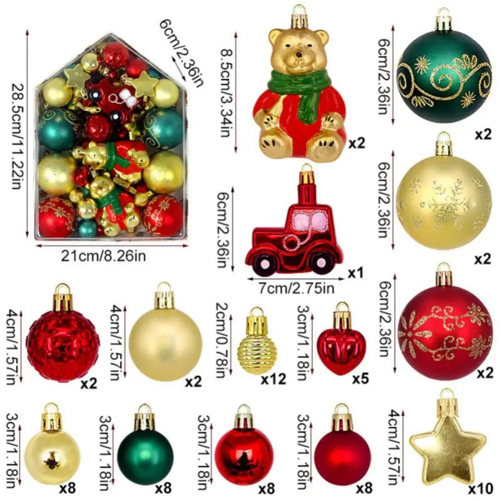 Bolas Natal Diversificados Pacote com 75 Bolas de Natal Vermelhas e Douradas Bolas Retrô