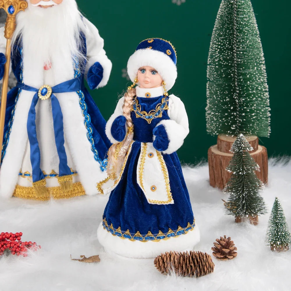 Papai Noel Grande Muñeco Cajado Azul Claro Figura do Papai Noel Ded Moroz Natalino