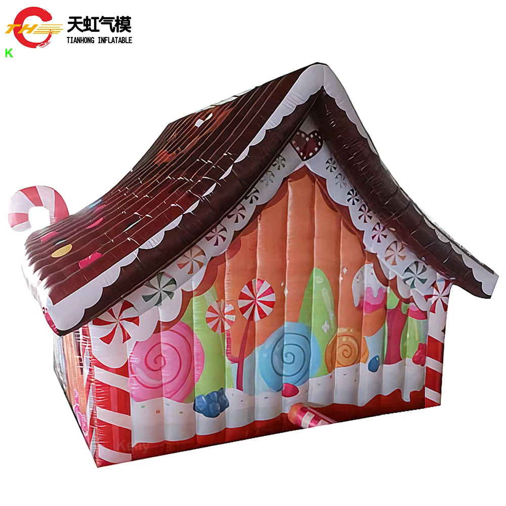 Casa inflável de Natal 3D inflável Natal ao ar livre LED 3D Arco Natal Inflável Grande Enfeite