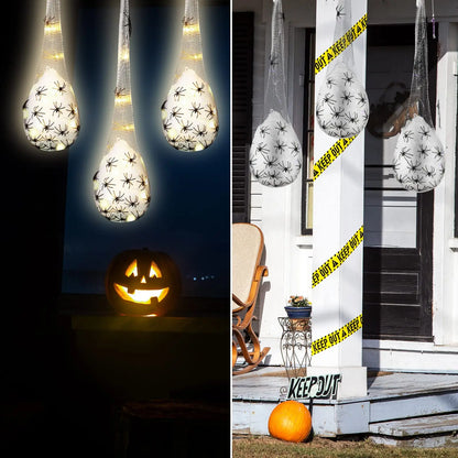 Decoração de Halloween, 1 peças de sacos de ovos de aranha luminosos pendurados