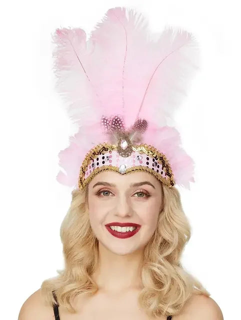 Fitas de cabelo para carnaval, acessórios de carnaval, fascinador de penas, máscara