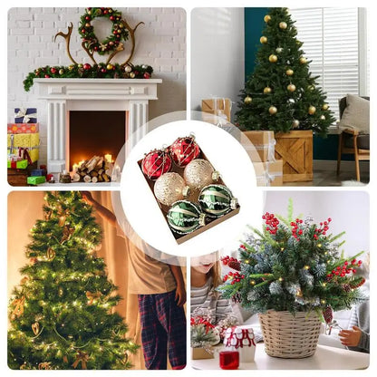 Bolas de Natal 6 Peças de Bolas de Natal de 6 cm Verde Vermelhão Brilhante Pendurar