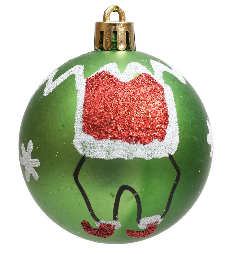 Bola de Natal Verde Branco Vermelho 6 Bolas de Natal Enfeite de 2,4 Polegadas Brilhantes
