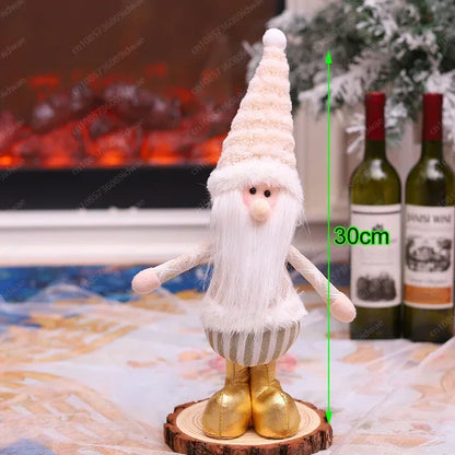 Boneco Papai Noel Figura de Papai Noel Bonita em Pé, Colecionável, Boneca de Papai Noel para Mesa de Escritório, Lantejoulas Prateadas