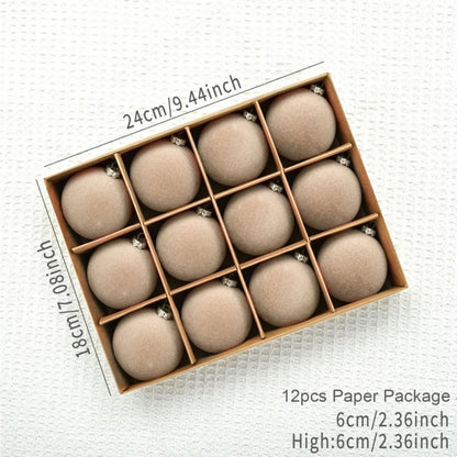 Bola de árvore de Natal reunida Veludo - 12 peças de enfeite de árvore bolas reunidas