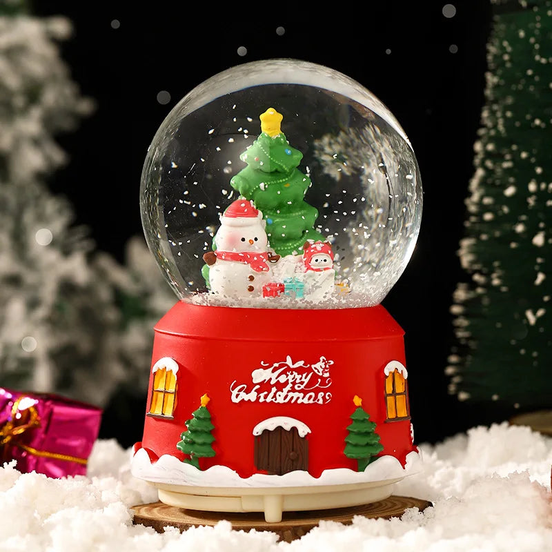 Globo de Neve de Natal, Bola de Cristal Iluminada, Enfeites de Bola de Vidro, Decorações