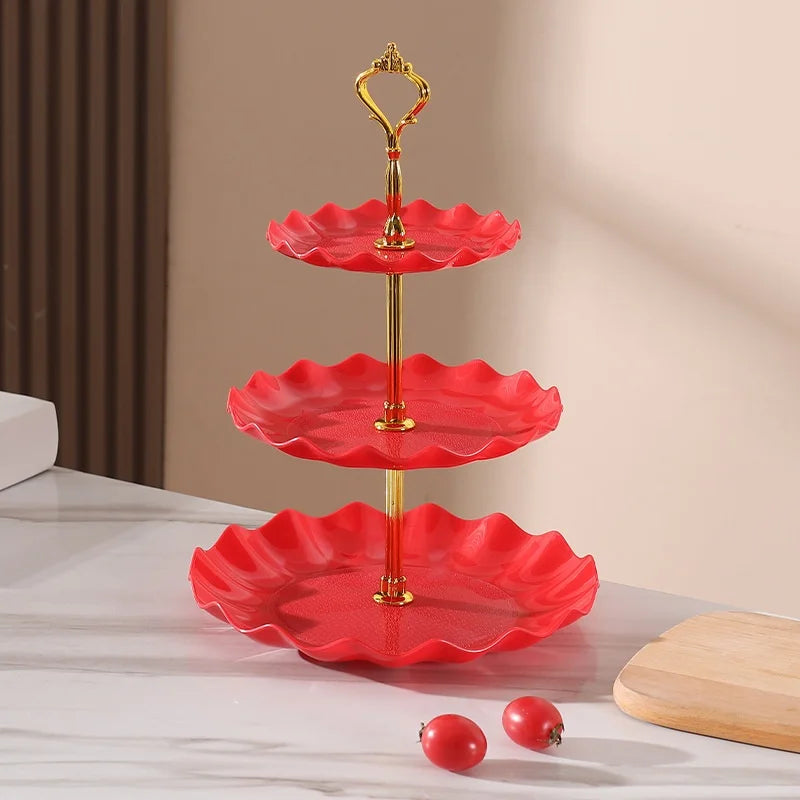Prato de Frutas de 3 Camadas Estilo Nórdico Fruteira Suporte Frutas Pratos de Mesa Talheres