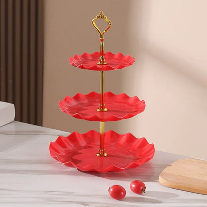 Prato de Frutas de 3 Camadas Estilo Nórdico Fruteira Suporte Frutas Pratos de Mesa Talheres