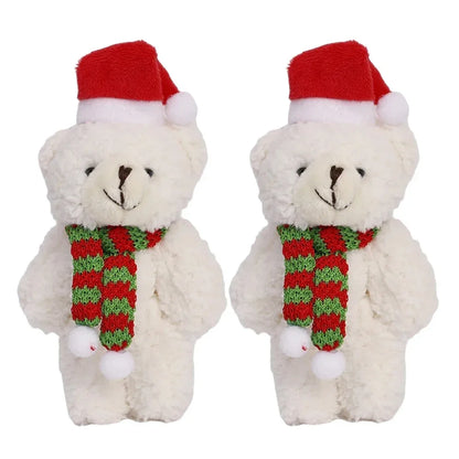 Urso De Pelúcia de Natal com Chapéu Vermelho Natal de Pelúcia Pingente de Urso Natalino