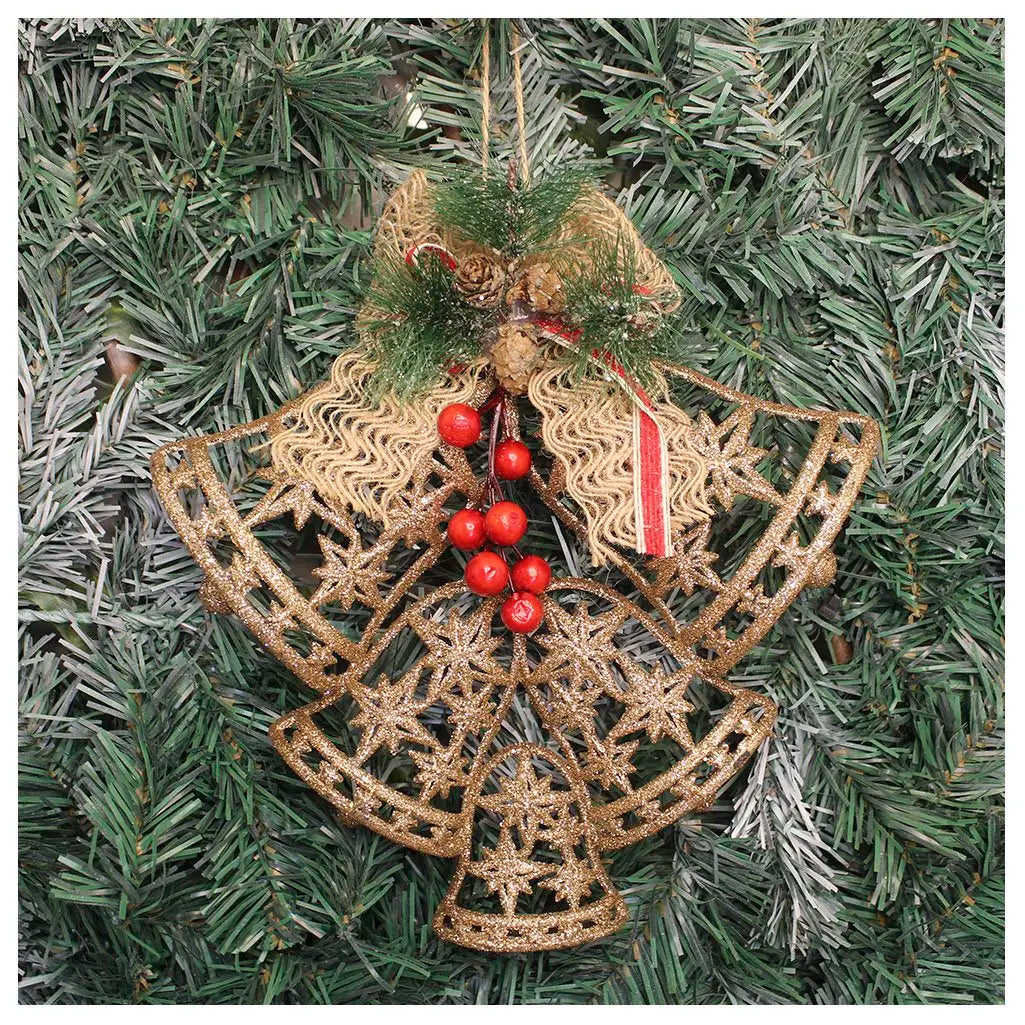 Enfeite Pendente Natal Sino Vazado Dourado 25cm, Sino Pendente de Natal para Decoração
