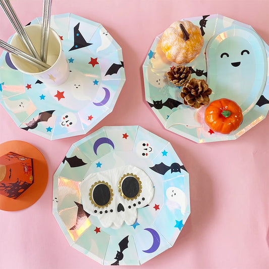 Kit Decoração Festa Halloween: Painel Mesa + 4 Balões Metalizados + 50 Bexigas + 1 Toalha