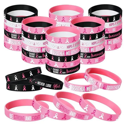 Pulseira de gel outubro rosa Pulseiras de conscientização do câncer mama pulseira silicone