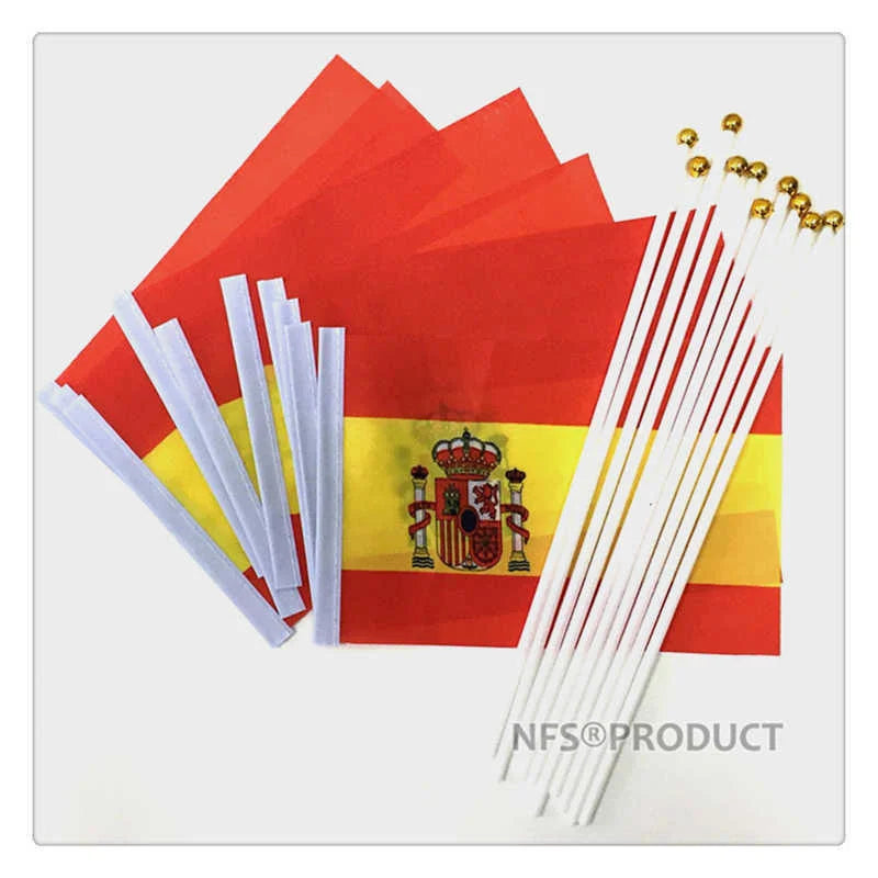 Bandeirinhas Copa do Mundo Pacote com 10 mini bandeiras brancas de bandeira espanhola