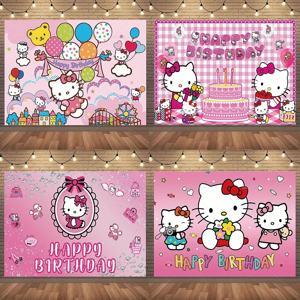 Cenários para festa Hello Kitty Girls  para festa de aniversário de gatinho, lembrancinhas