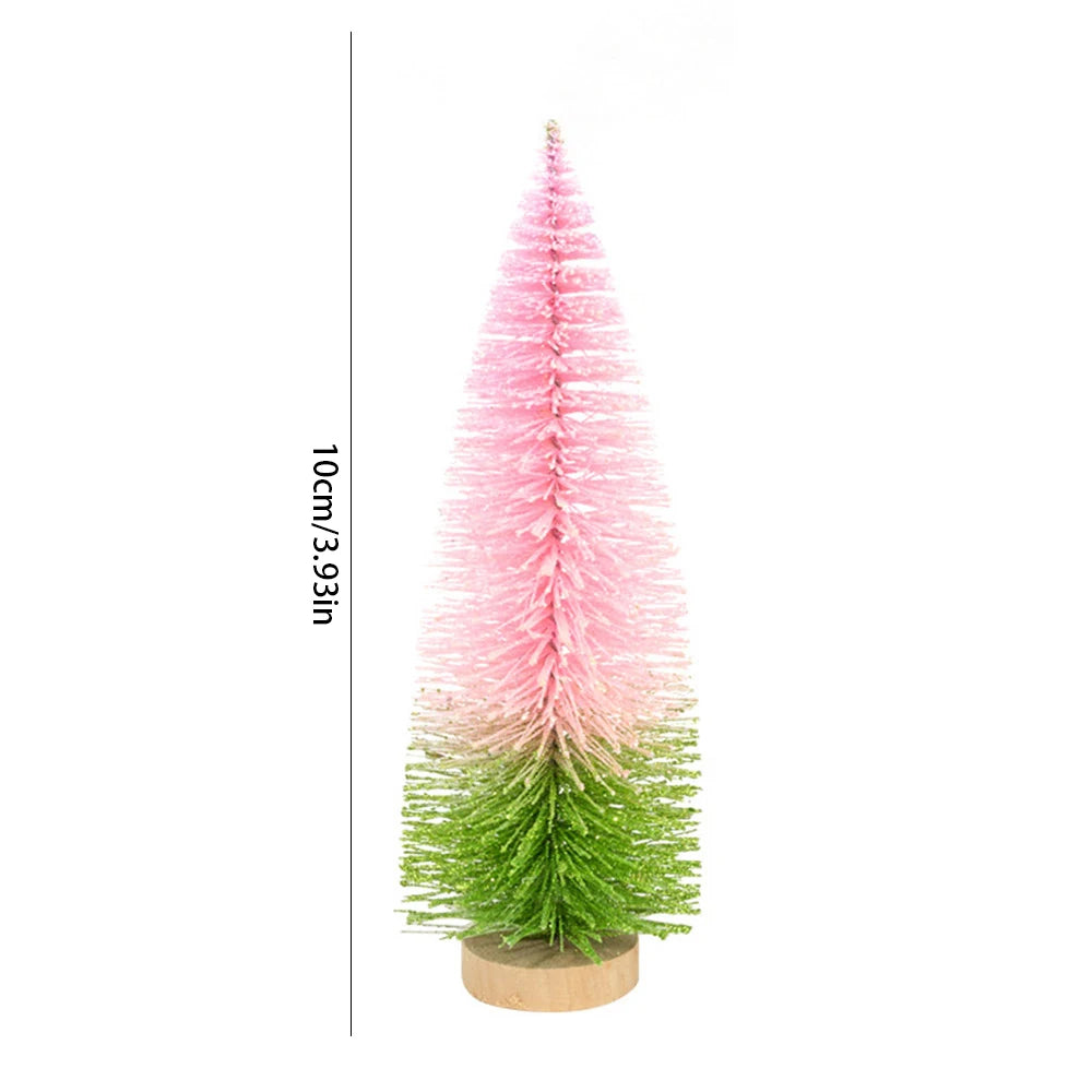 Árvores de Natal em Miniatura de Mesa - Pinheiro Artificial com Base de Madeira, Enfeite