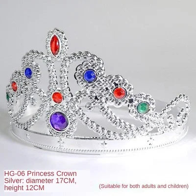 Coroa Rei Rainha Príncipe Princesa Plástica Ajustável Festa Com Rainha Dourada