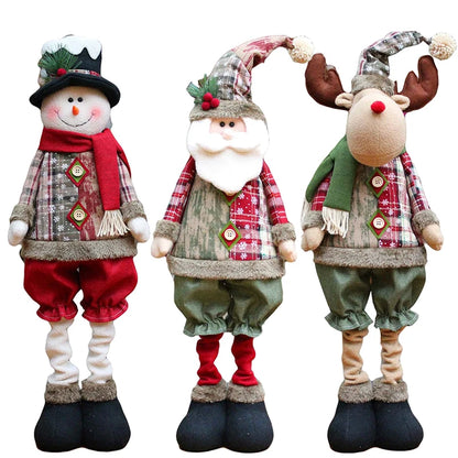 Kit boneco Papai Noel Boneco de Neve Rena Natal Boneco de Natal em pé - boneca retrátil