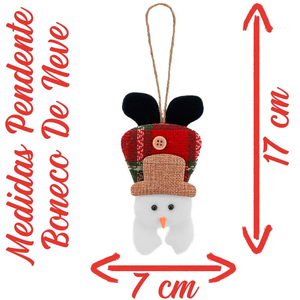 Kit 1 Peça Enfeite Árvore Natal Pendente Boneco de Neve 17cm Ornamento Boneco Neve