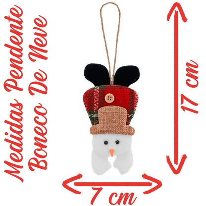 Kit 1 Peça Enfeite Árvore Natal Pendente Boneco de Neve 17cm Ornamento Boneco Neve
