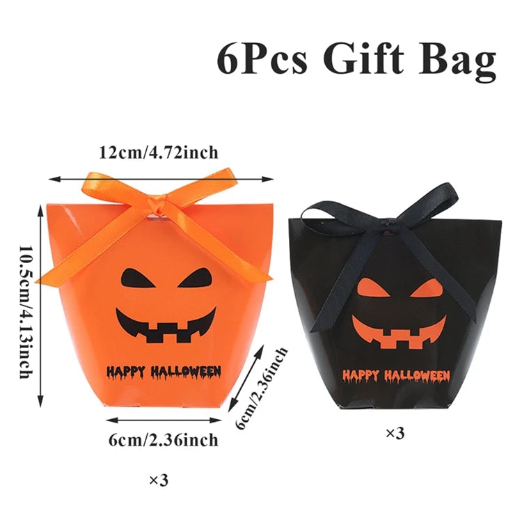 Sacos de doces de Halloween 6 peças, lembrancinhas de festa de Halloween para doces