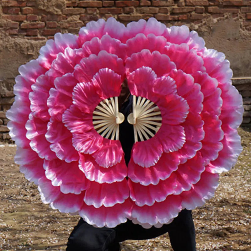 Leque Retrô Dobrável Peônia Flor Fã de seda dança, fã dança nacional, ventilador dobrável