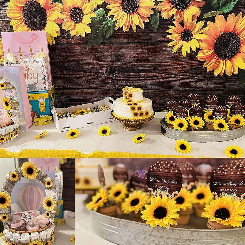 Enfeite Girassol para Festa Junina flores artificiais de girassol com hastes, plantas artificiais