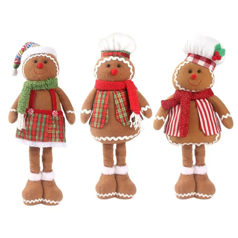 Trio Decoração Bonecos Natal gengibre Noel Boneco De Neve 30cm