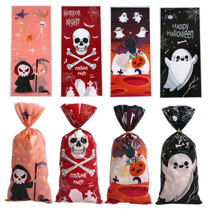 Sacolinha Fantasma Abóbora Feliz Halloween 50 Peças sacos de guloseimas de celofane