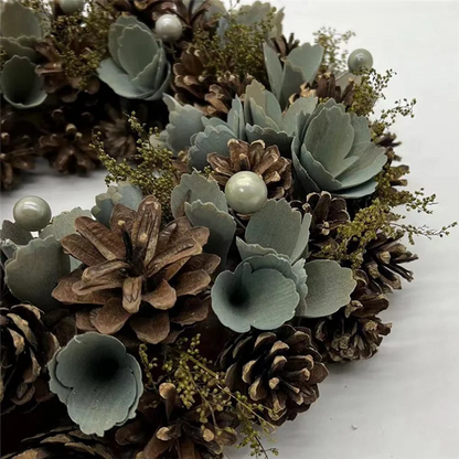 Anel de vela de guirlanda de Natal de 13,78 polegadas, decoração verde para casa, festa