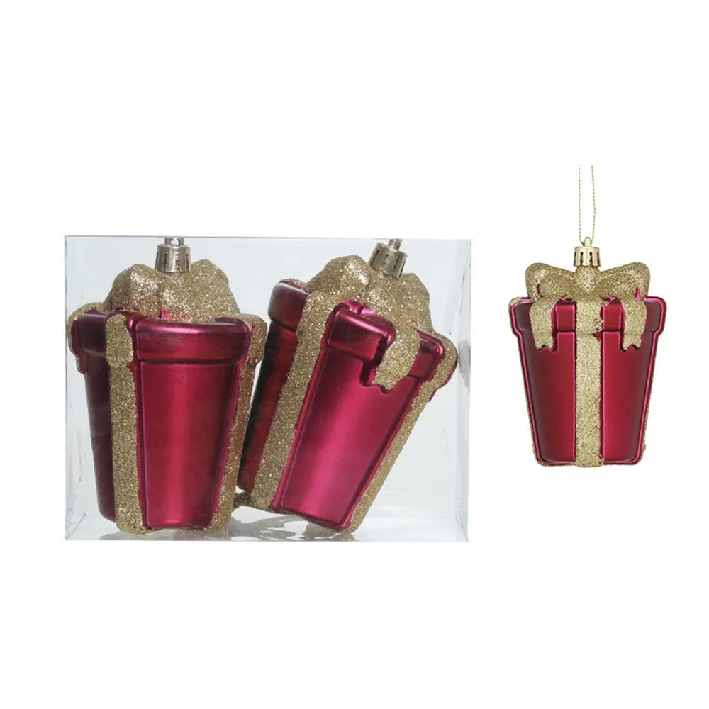 Kit enfeites coloridos árvore de Natal Pingentes De Enfeites De Natal De Plástico Decoração